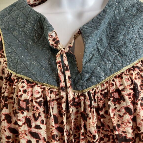 Scotch & Soda Vagabond Voyage Women's Metallic Floral Blouse Size Petite Flowy - Picture 5 of 13